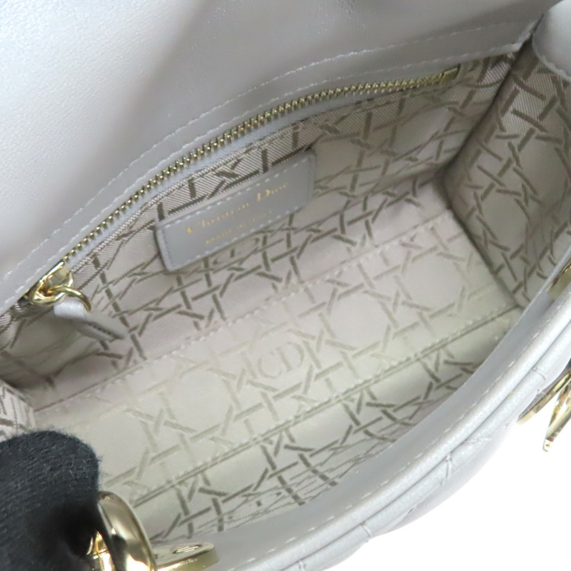 灰色羊皮 Lady Dior Mini 兩用包 M0505ONGE【Dior 迪奧】 M0505ONGE-4