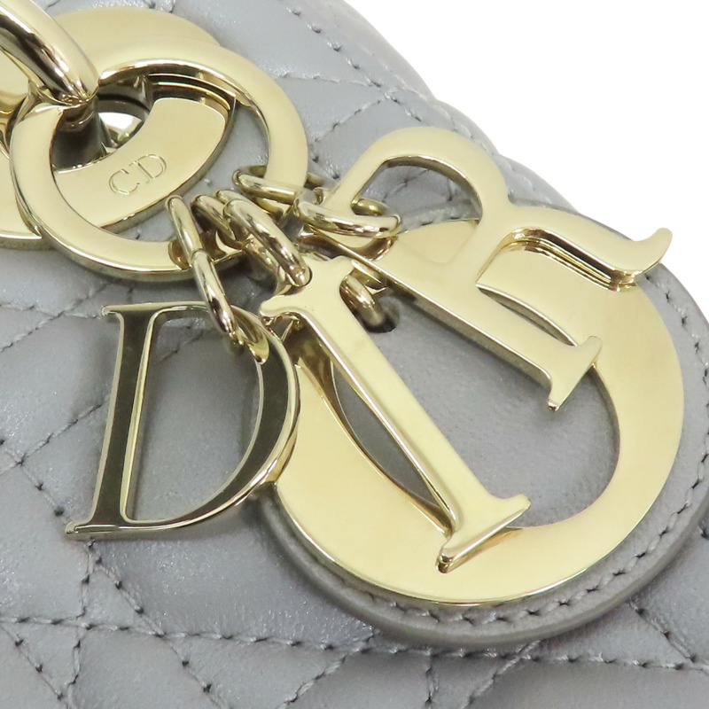 灰色羊皮 Lady Dior Mini 兩用包 M0505ONGE【Dior 迪奧】 M0505ONGE-14