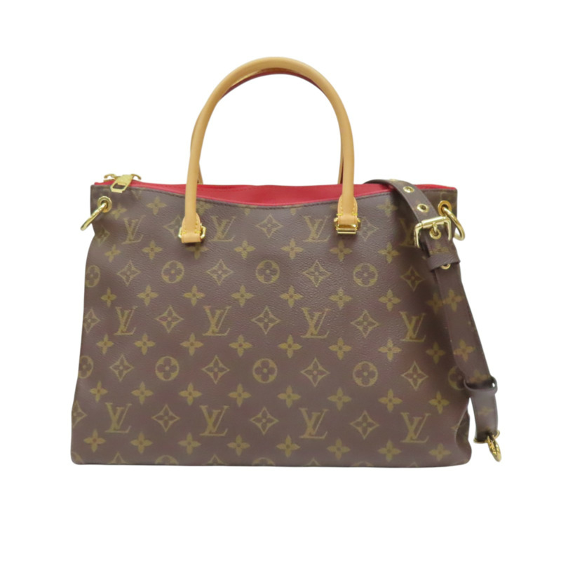 棕色 原花帆布 紅色 牛皮 PALLAS 兩用包【LOUIS VUITTON LV 路易威登】 M41175-0