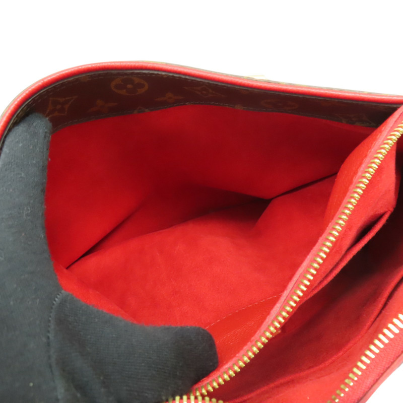 棕色 原花帆布 紅色 牛皮 PALLAS 兩用包【LOUIS VUITTON LV 路易威登】 M41175-5