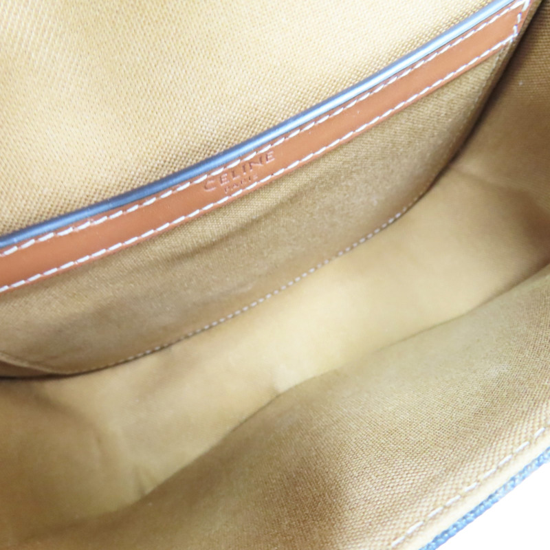 棕色 PV帆布 原花 凱旋門 FOLCO 馬鞍包 肩背包【CELINE 賽琳】 191502BZJ04LU-4