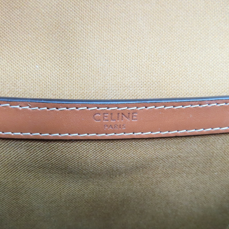 棕色 PV帆布 原花 凱旋門 FOLCO 馬鞍包 肩背包【CELINE 賽琳】 191502BZJ04LU-5