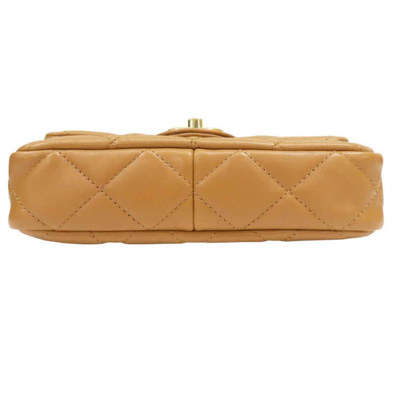 焦糖色 羊皮 粗鏈 肩背包 金扣【CHANEL 香奈兒】 AS3214-3