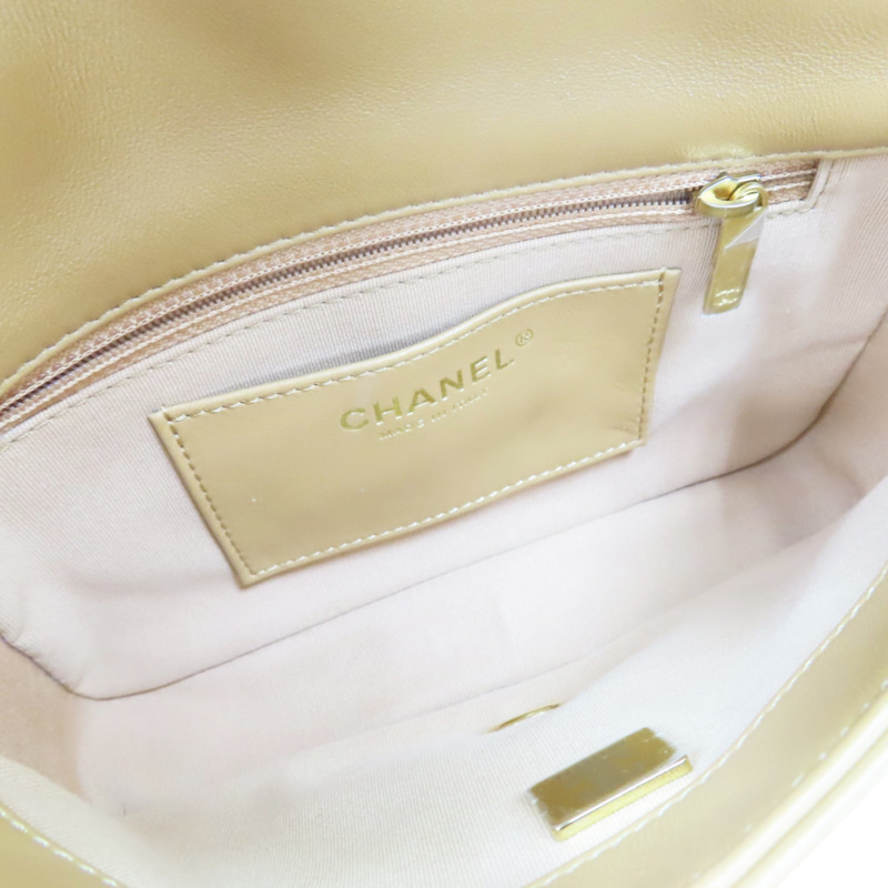 焦糖色 羊皮 粗鏈 肩背包 金扣【CHANEL 香奈兒】 AS3214-4