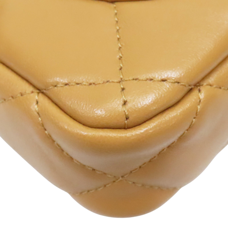 焦糖色 羊皮 粗鏈 肩背包 金扣【CHANEL 香奈兒】 AS3214-10