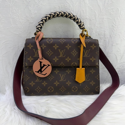 LOUIS VUITTON Braided Cluny BB Monogram Canvas Shoulder Bag Brown