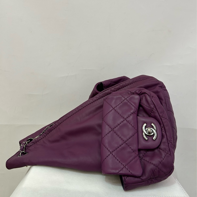 Chanel紫色復古銀釦小號青蛙後背包-2