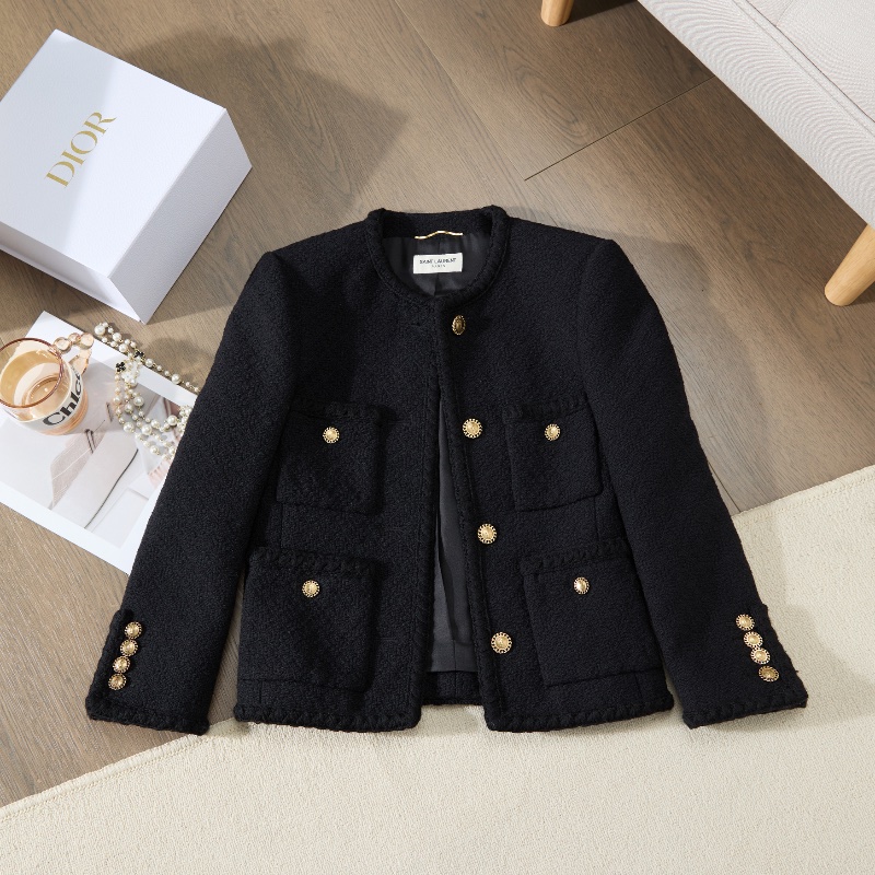 ❤️YSL SAINT LAURENT 經典款黑金外套-3