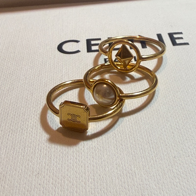 保證真品 Celine 戒指套組 凱旋門 三個一組-0