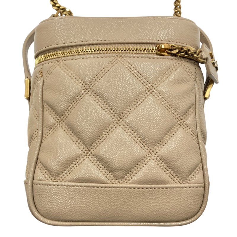 SAINT LAURENT 聖羅蘭 80'S VANITY BAG 魚子醬皮 斜背包 奶茶色 金釦-1