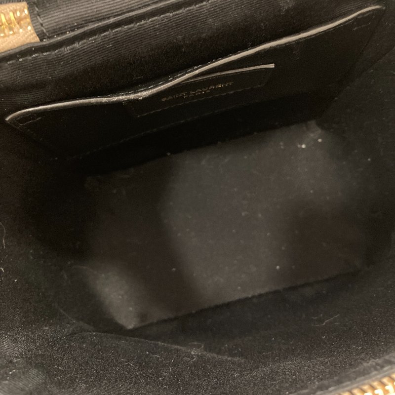 SAINT LAURENT 聖羅蘭 80'S VANITY BAG 魚子醬皮 斜背包 奶茶色 金釦-7