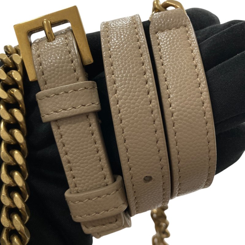 SAINT LAURENT 聖羅蘭 80'S VANITY BAG 魚子醬皮 斜背包 奶茶色 金釦-22