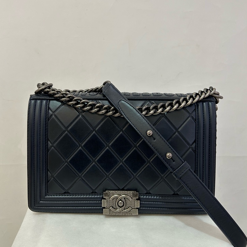Chanel 深藍 boy 28cm-0