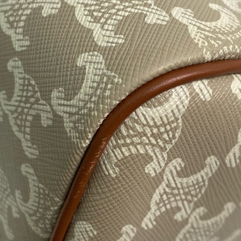 △ Celine 思琳 Grey And Brown Coated Canvas Small Boston 2 Way Bag 灰色和啡色塗層帆布兩用袋 - 257028651-6