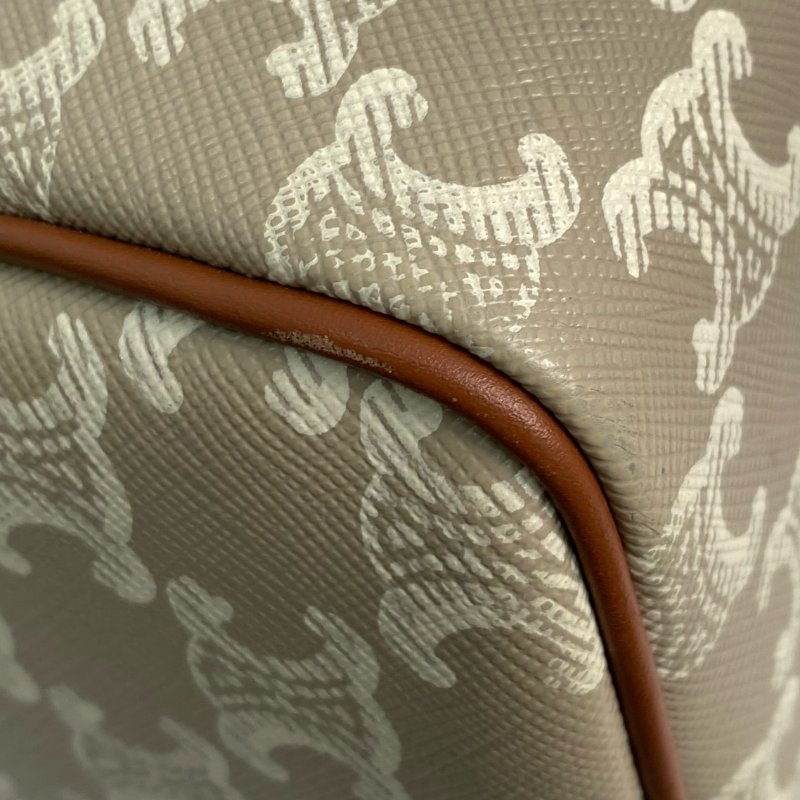 △ Celine 思琳 Grey And Brown Coated Canvas Small Boston 2 Way Bag 灰色和啡色塗層帆布兩用袋 - 257028651-7