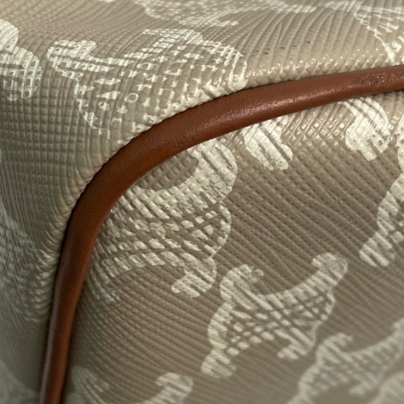 △ Celine 思琳 Grey And Brown Coated Canvas Small Boston 2 Way Bag 灰色和啡色塗層帆布兩用袋 - 257028651-8