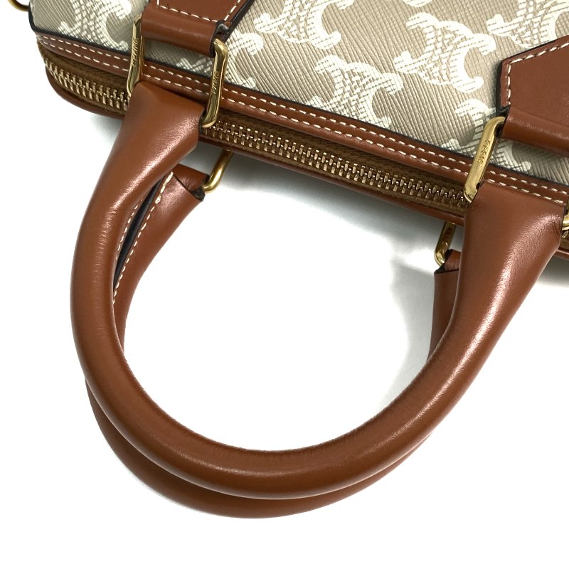 △ Celine 思琳 Grey And Brown Coated Canvas Small Boston 2 Way Bag 灰色和啡色塗層帆布兩用袋 - 257028651-10