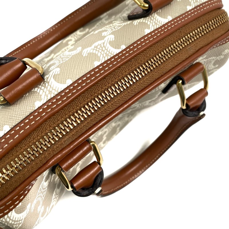 △ Celine 思琳 Grey And Brown Coated Canvas Small Boston 2 Way Bag 灰色和啡色塗層帆布兩用袋 - 257028651-14