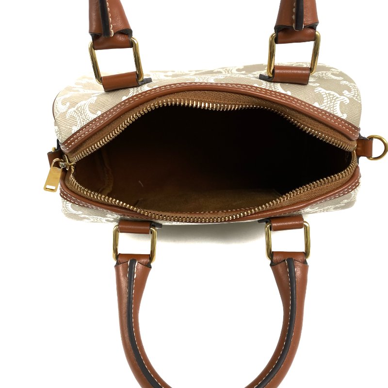 △ Celine 思琳 Grey And Brown Coated Canvas Small Boston 2 Way Bag 灰色和啡色塗層帆布兩用袋 - 257028651-15