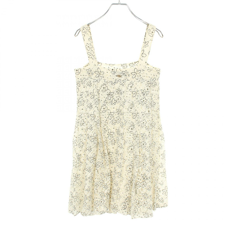 香奈兒 COCO 標誌紐帶連身裙 M9740 棉質 白色 灰色 二手 女款 36 碼-1