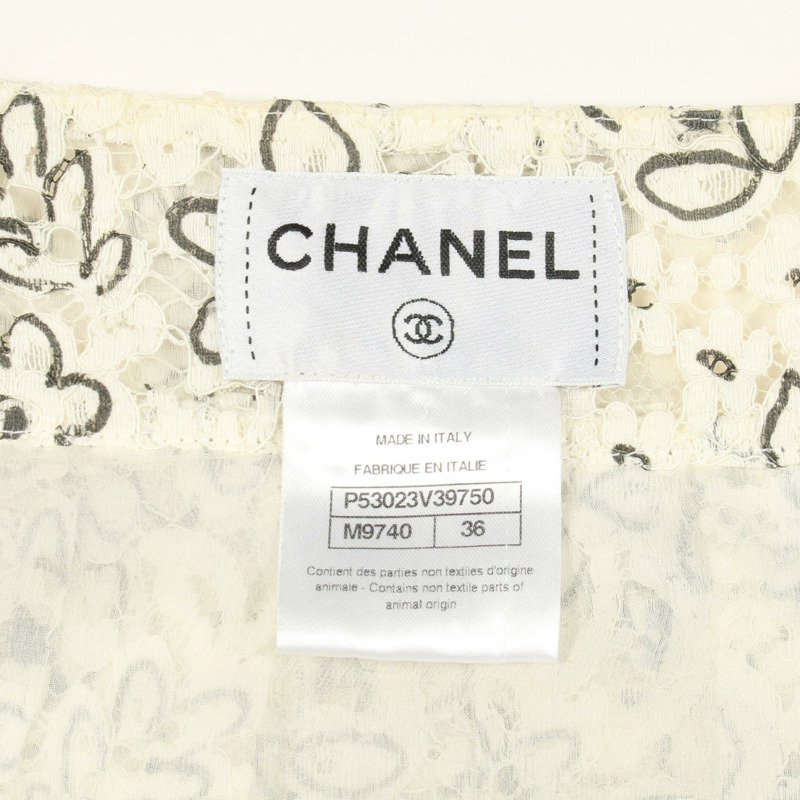 香奈兒 COCO 標誌紐帶連身裙 M9740 棉質 白色 灰色 二手 女款 36 碼-2