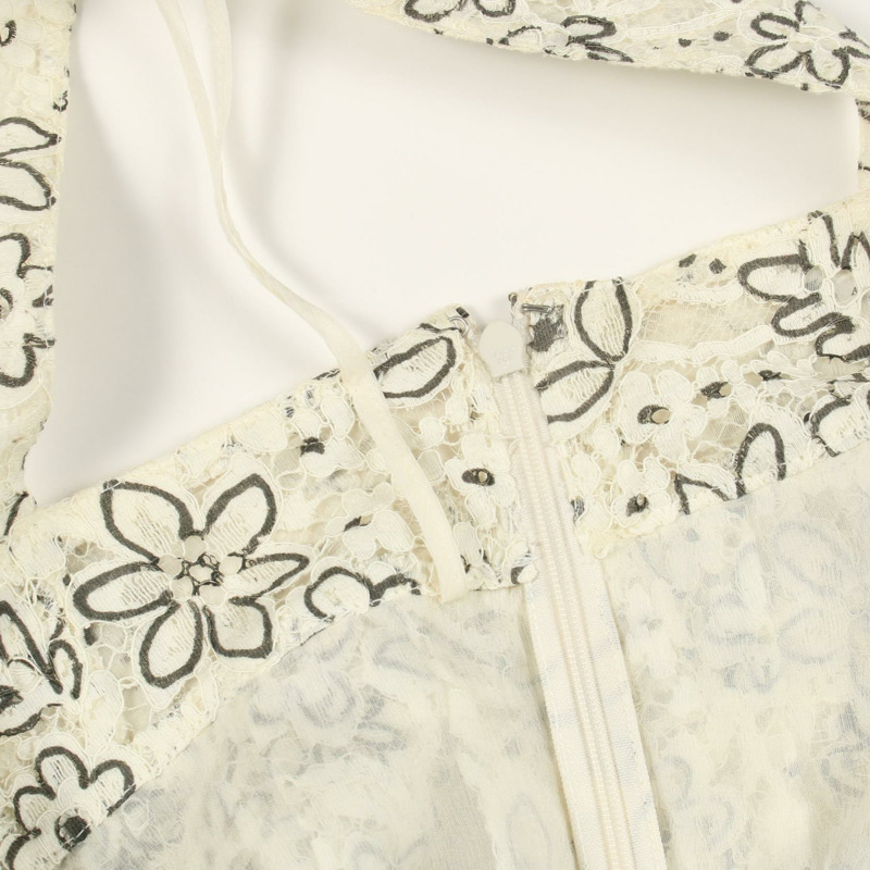 香奈兒 COCO 標誌紐帶連身裙 M9740 棉質 白色 灰色 二手 女款 36 碼-8