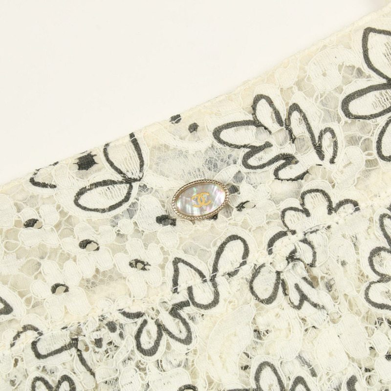 香奈兒 COCO 標誌紐帶連身裙 M9740 棉質 白色 灰色 二手 女款 36 碼-9