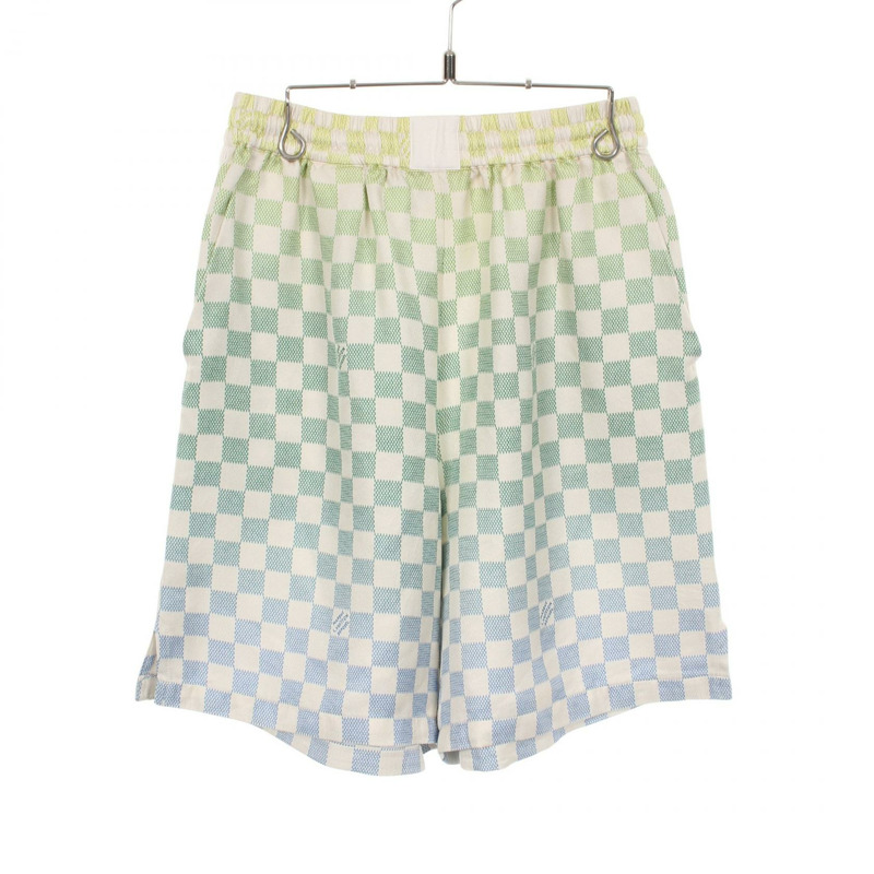 路易威登 Damier 漸變印花絲質短褲，白色，棉質，男士二手。-0