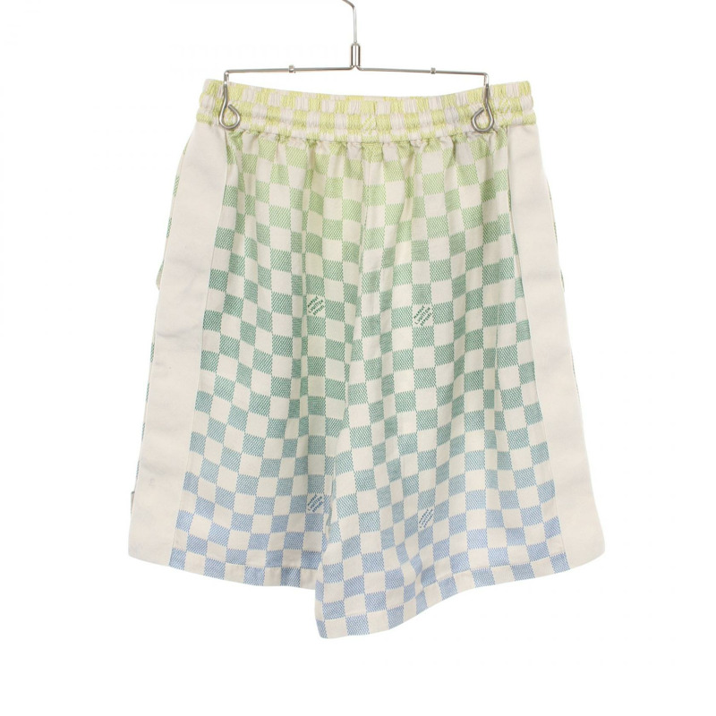 路易威登 Damier 漸變印花絲質短褲，白色，棉質，男士二手。-1