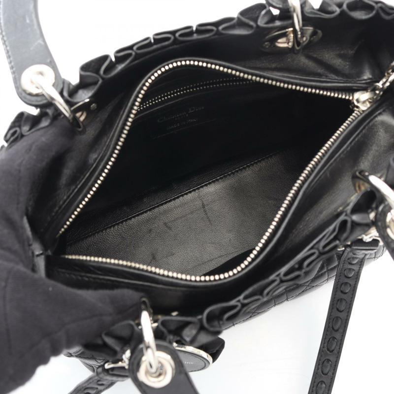 Dior LADY DIOR Christian Dior 女士手提包，羊皮（綿羊皮），黑色，二手-2