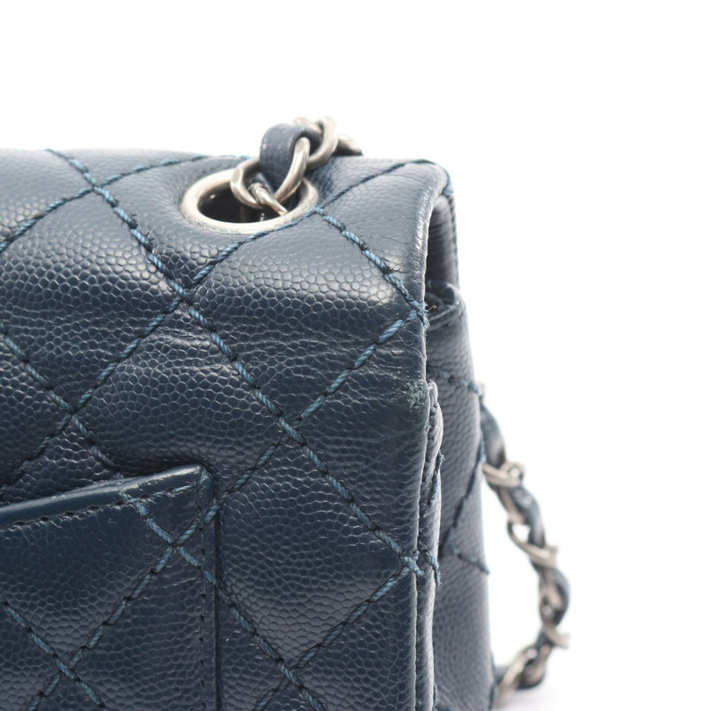 香奈兒 (CHANEL) 迷你絎縫 20 鏈條肩背包 A69900 皮革 藍色 二手 SHW CC-6