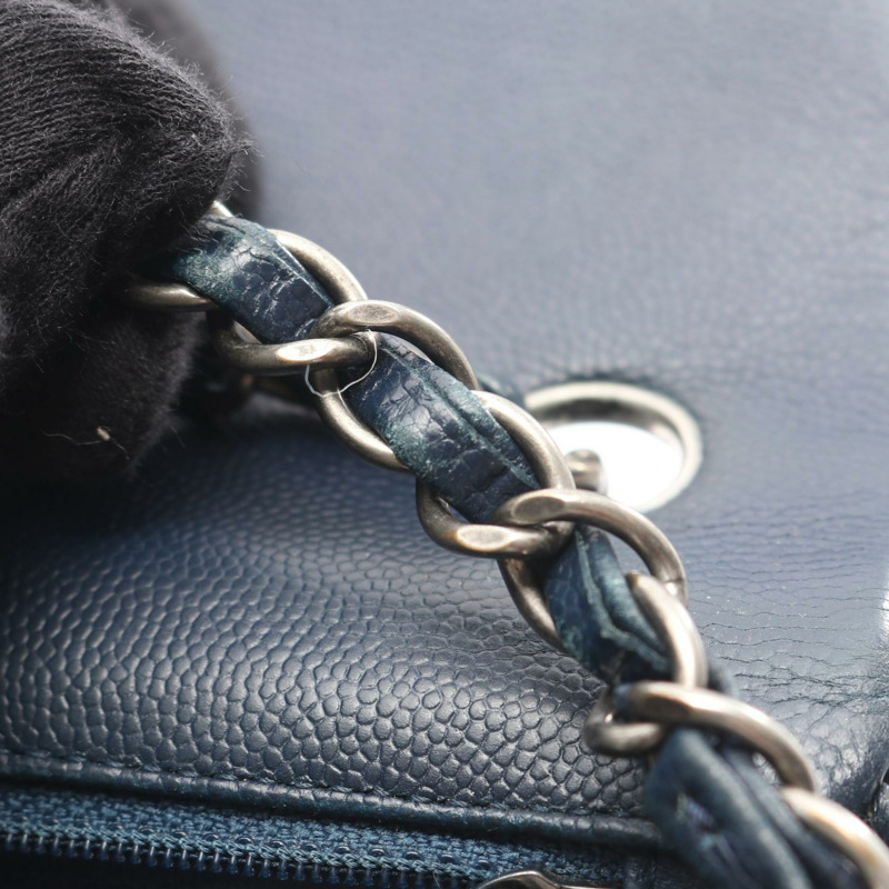 香奈兒 (CHANEL) 迷你絎縫 20 鏈條肩背包 A69900 皮革 藍色 二手 SHW CC-7