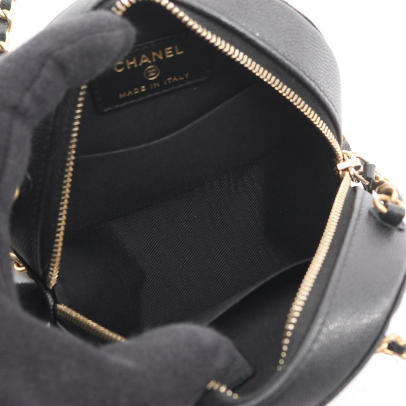 香奈兒 (CHANEL) 絎縫肩背包 AP1176 粒面小牛皮 黑色 二手 金色五金 CC-2
