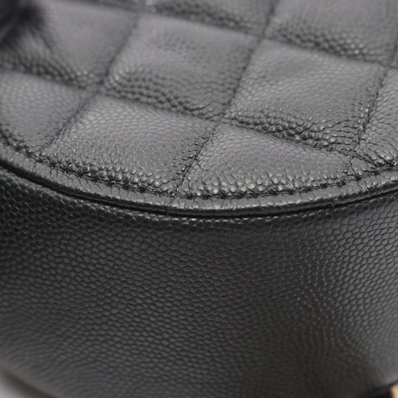 香奈兒 (CHANEL) 絎縫肩背包 AP1176 粒面小牛皮 黑色 二手 金色五金 CC-5