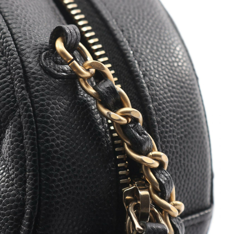 香奈兒 (CHANEL) 絎縫肩背包 AP1176 粒面小牛皮 黑色 二手 金色五金 CC-6