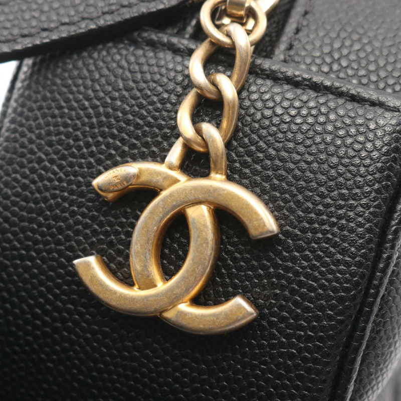 香奈兒 (CHANEL) 絎縫肩背包 AP1176 粒面小牛皮 黑色 二手 金色五金 CC-8
