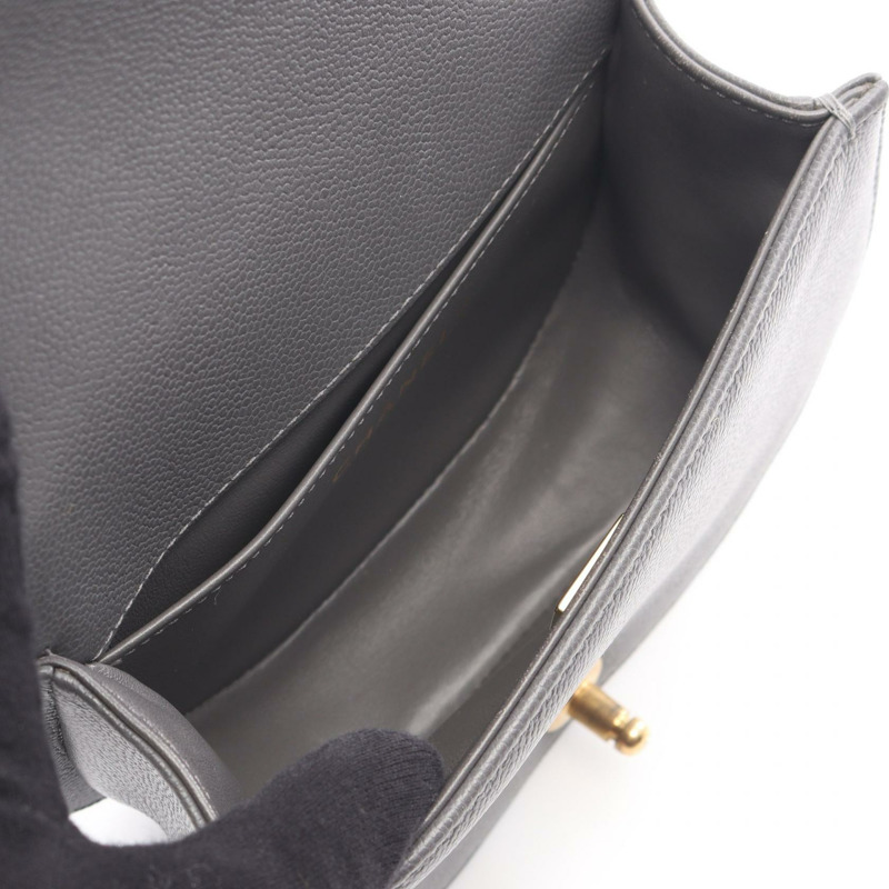 香奈兒 Boy Chanel 小號鏈條肩背包 AS3350 皮革 灰色 二手 女士 金色五金-2