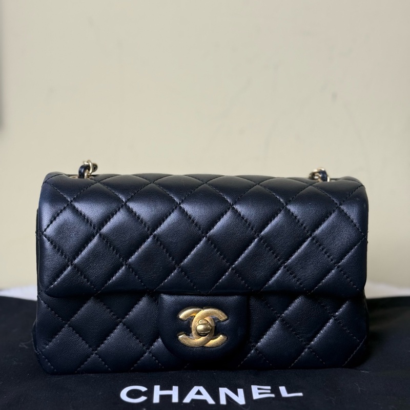 98新 Chanel香奈兒 黑金CF羊皮金球大mini-1
