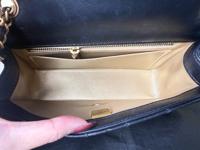 98新 Chanel香奈兒 黑金CF羊皮金球大mini-6