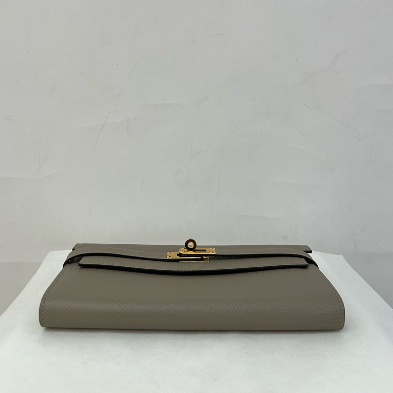 Hermes 銀河灰金釦Kelly長夾-3