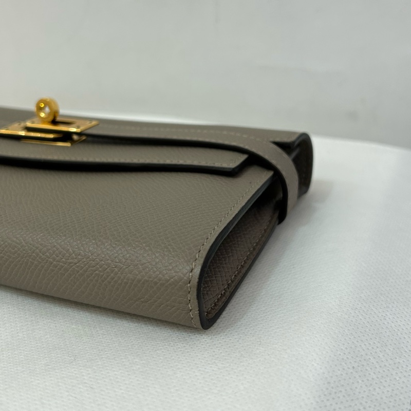 Hermes 銀河灰金釦Kelly長夾-5