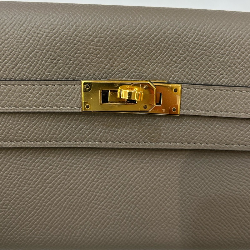 Hermes 銀河灰金釦Kelly長夾-9