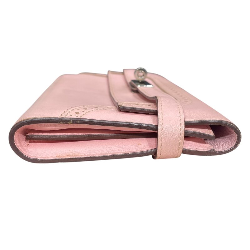 HERMES 愛馬仕 KELLY GHILLIES 凱莉長夾 皮革 粉色 銀釦-3