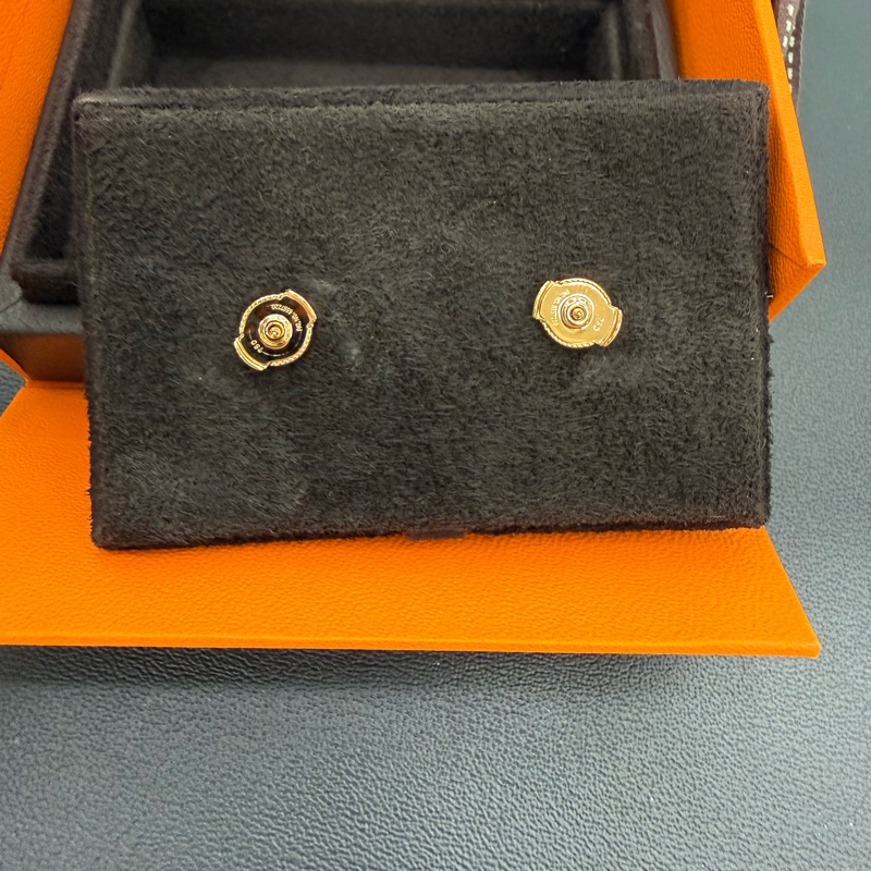 Hermes 玫瑰金經典 FARANDOLE 耳環 TPM 豬鼻子-1