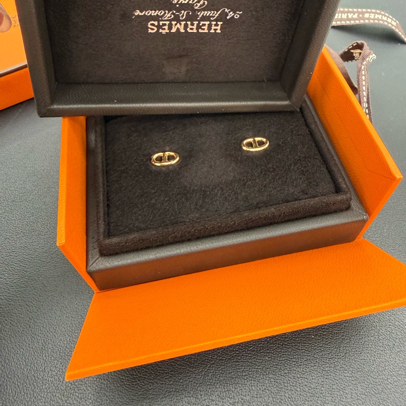 Hermes 玫瑰金經典 FARANDOLE 耳環 TPM 豬鼻子-2