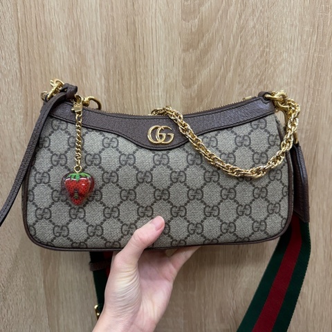 Gucci PVC咖牛皮Ophidia GG手提肩斜背包