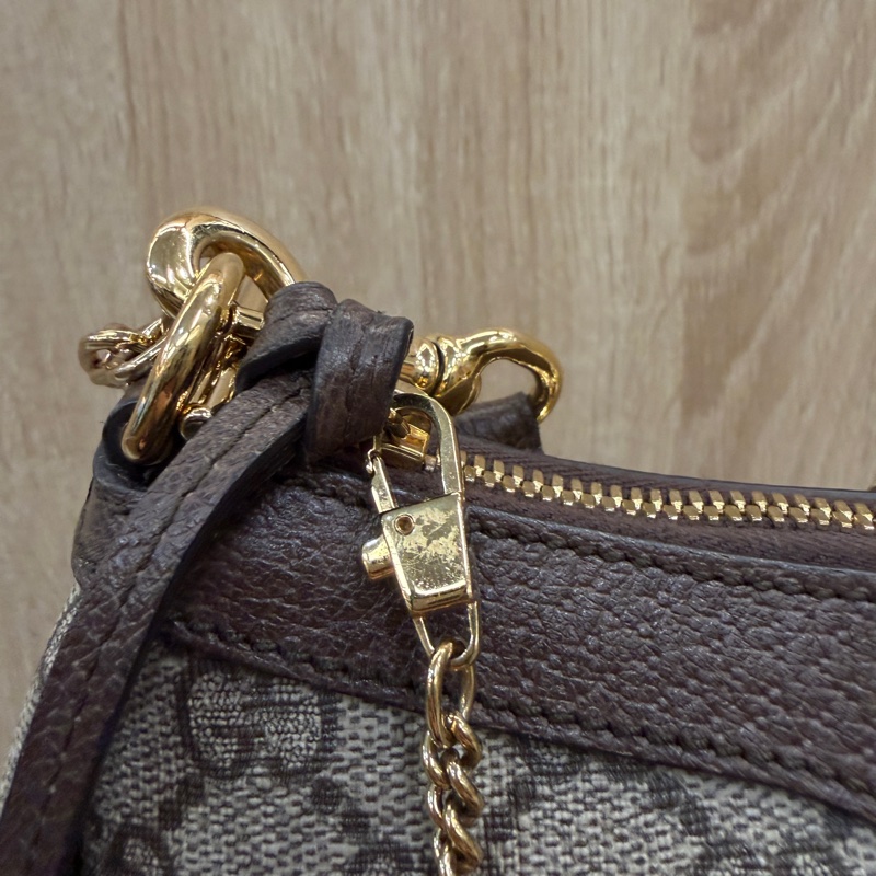 Gucci PVC咖牛皮Ophidia GG手提肩斜背包-1
