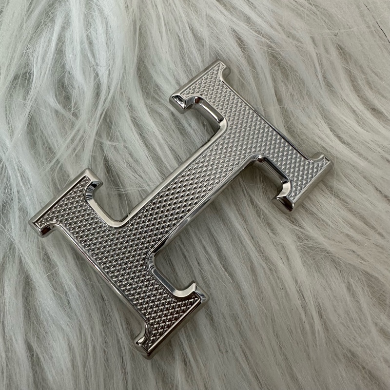 Hermes 黑灰雙面銀點H釦皮帶 95cm/32mm-2