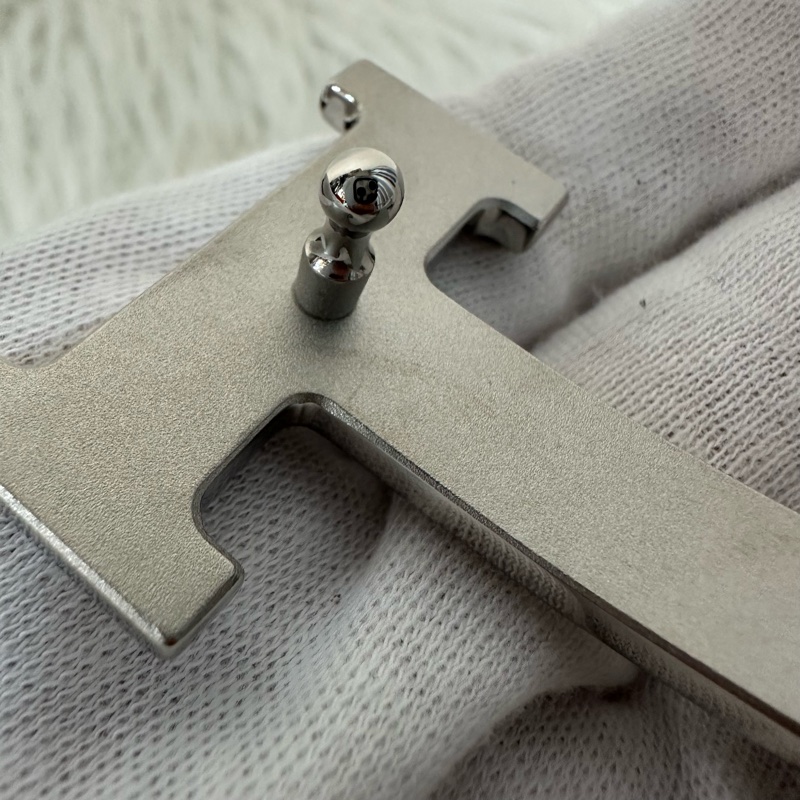 Hermes 黑灰雙面銀點H釦皮帶 95cm/32mm-5