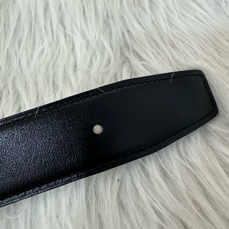 Hermes 黑灰雙面銀點H釦皮帶 95cm/32mm-10